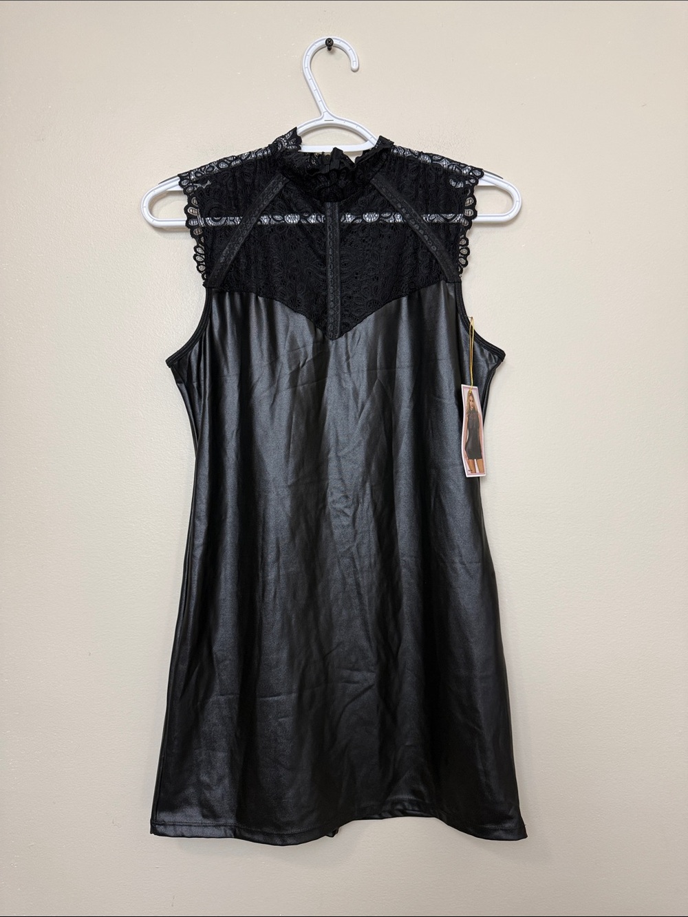 Black Lace-Detail Satin Chemise Nightdress size 8-10